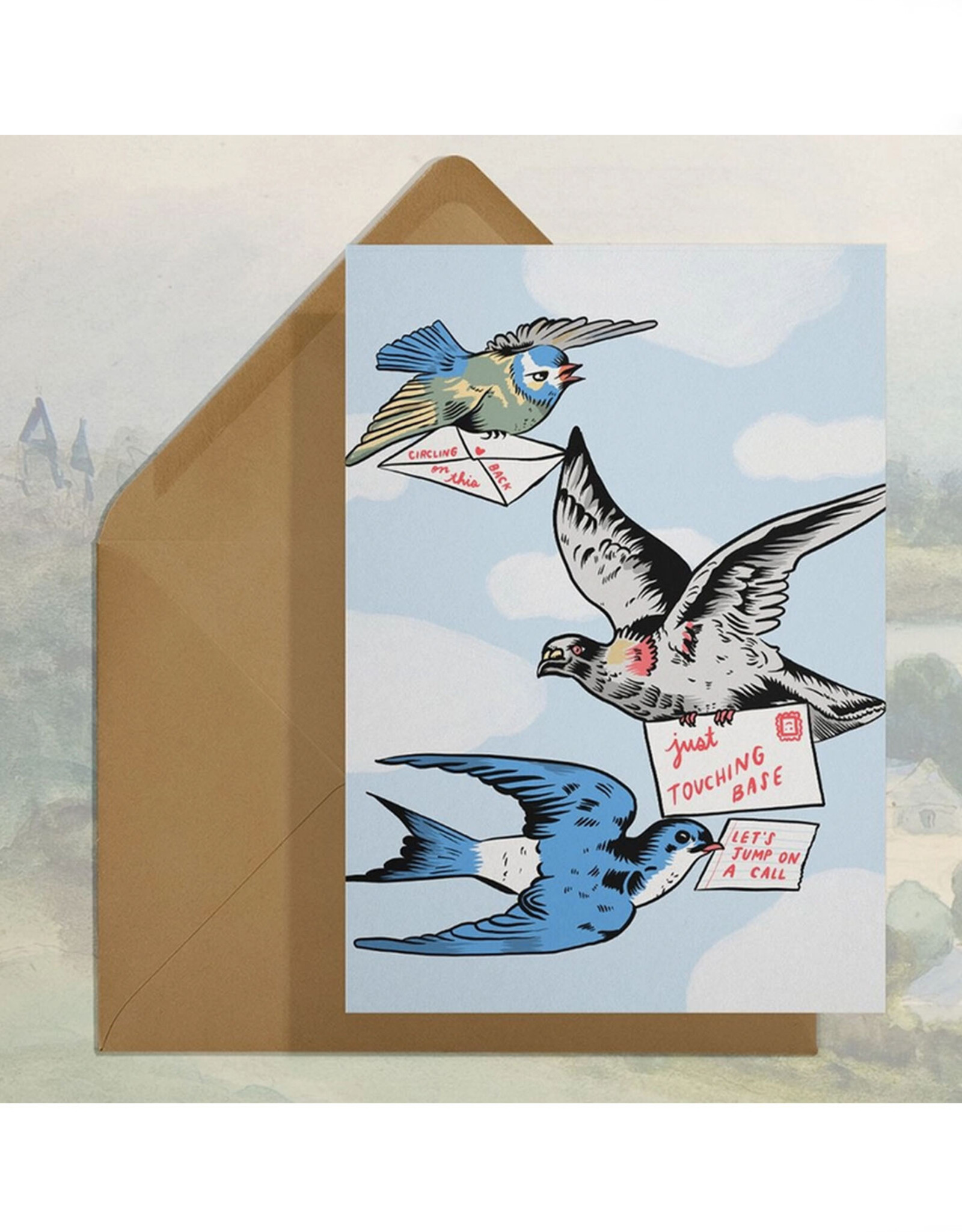Touching Base Birds Greeting Card