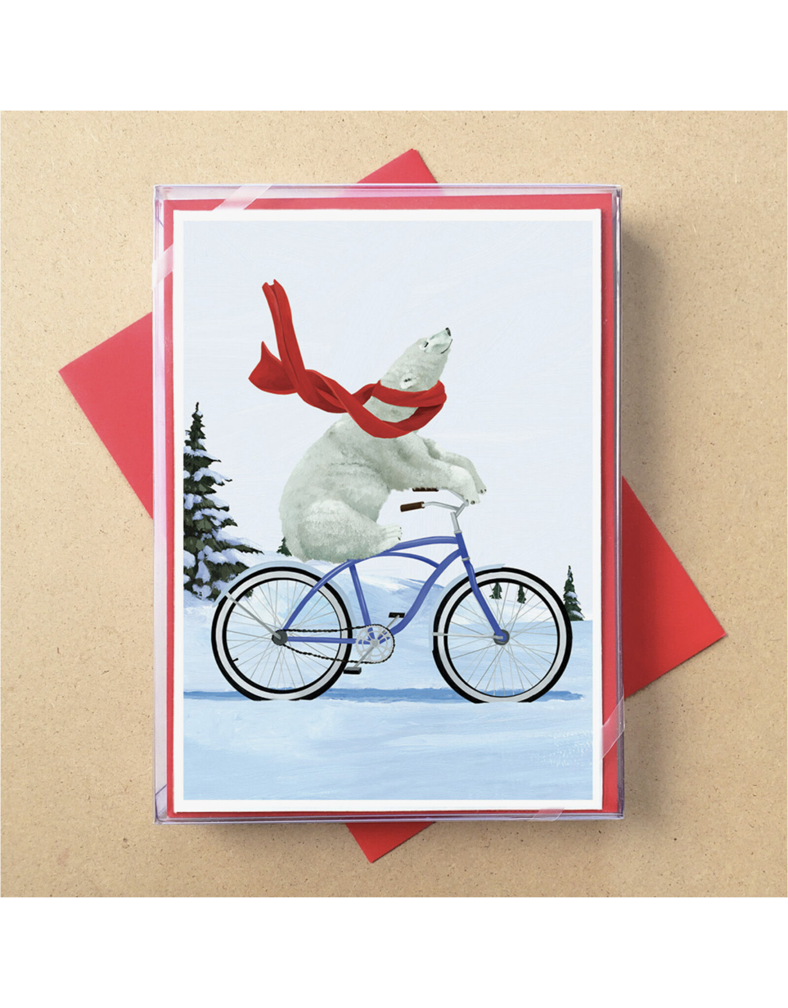Cruisin' Bike Polar Bear Boxed Holiday Cards