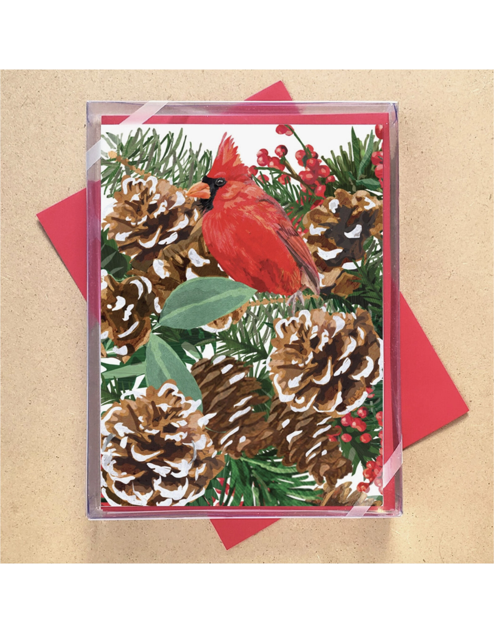 Pinecone Cardinal Boxed Holiday Cards