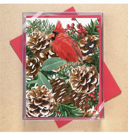 Pinecone Cardinal Boxed Holiday Cards