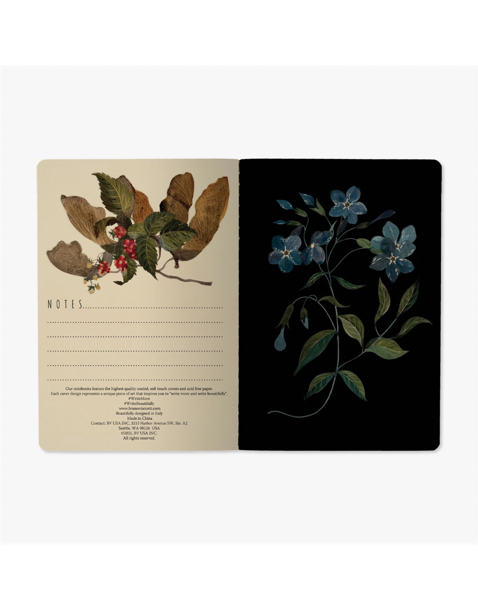 Forest Flowers (Black) Notebook