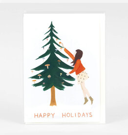 Happy Holidays Mushroom Tree Greeting Card