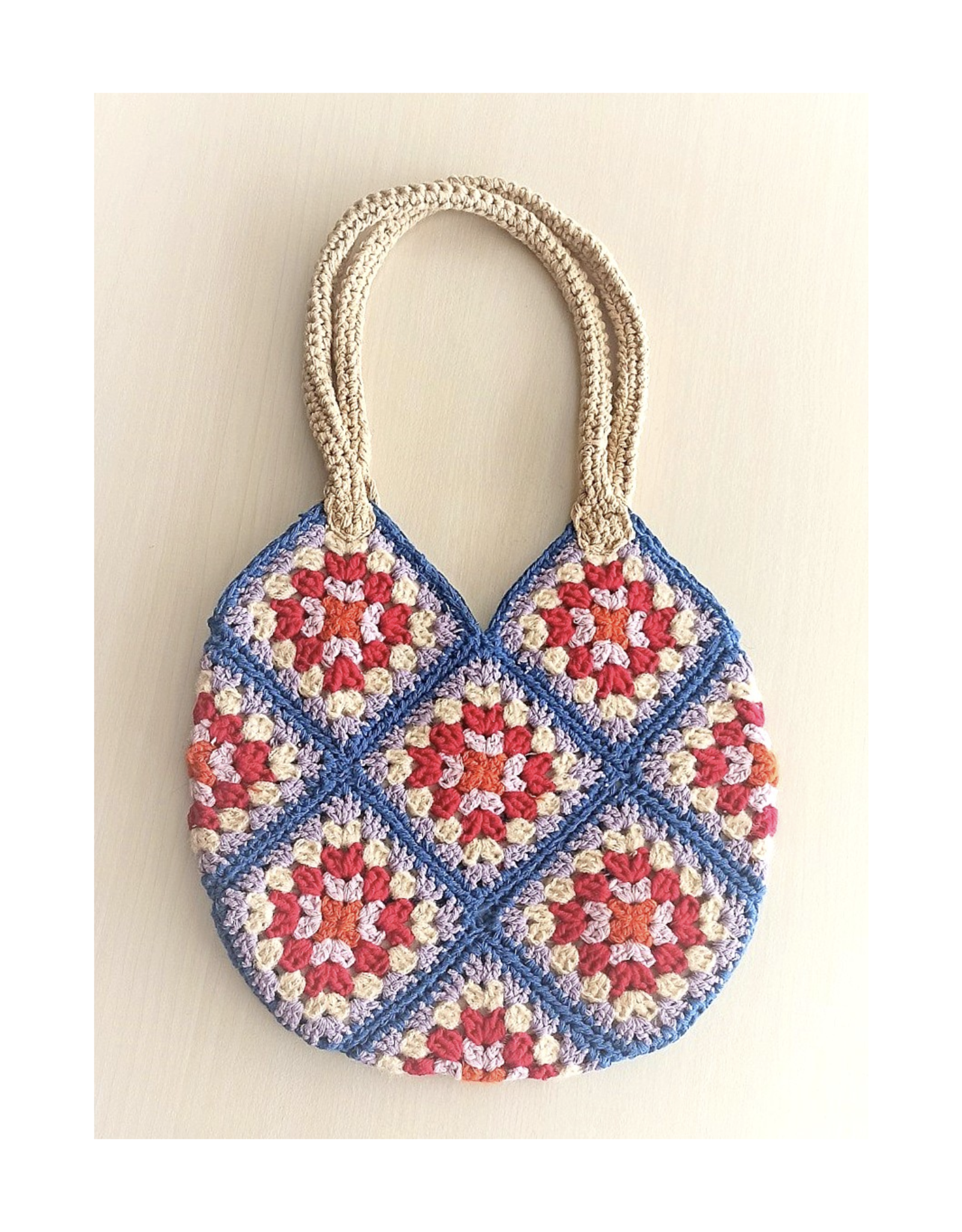 Crochet Granny Square Bag - Red/Blue