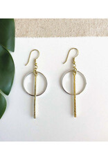 Bar Hoop Drop Earrings - Mixed Metal