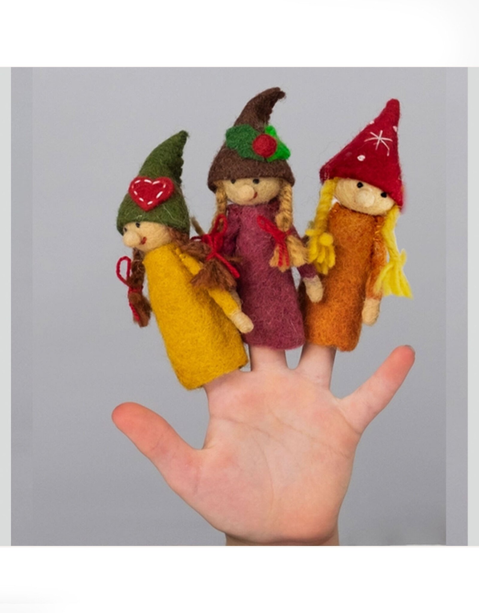 Felt Finger Puppet - Pigtails Gnome (Assorted)