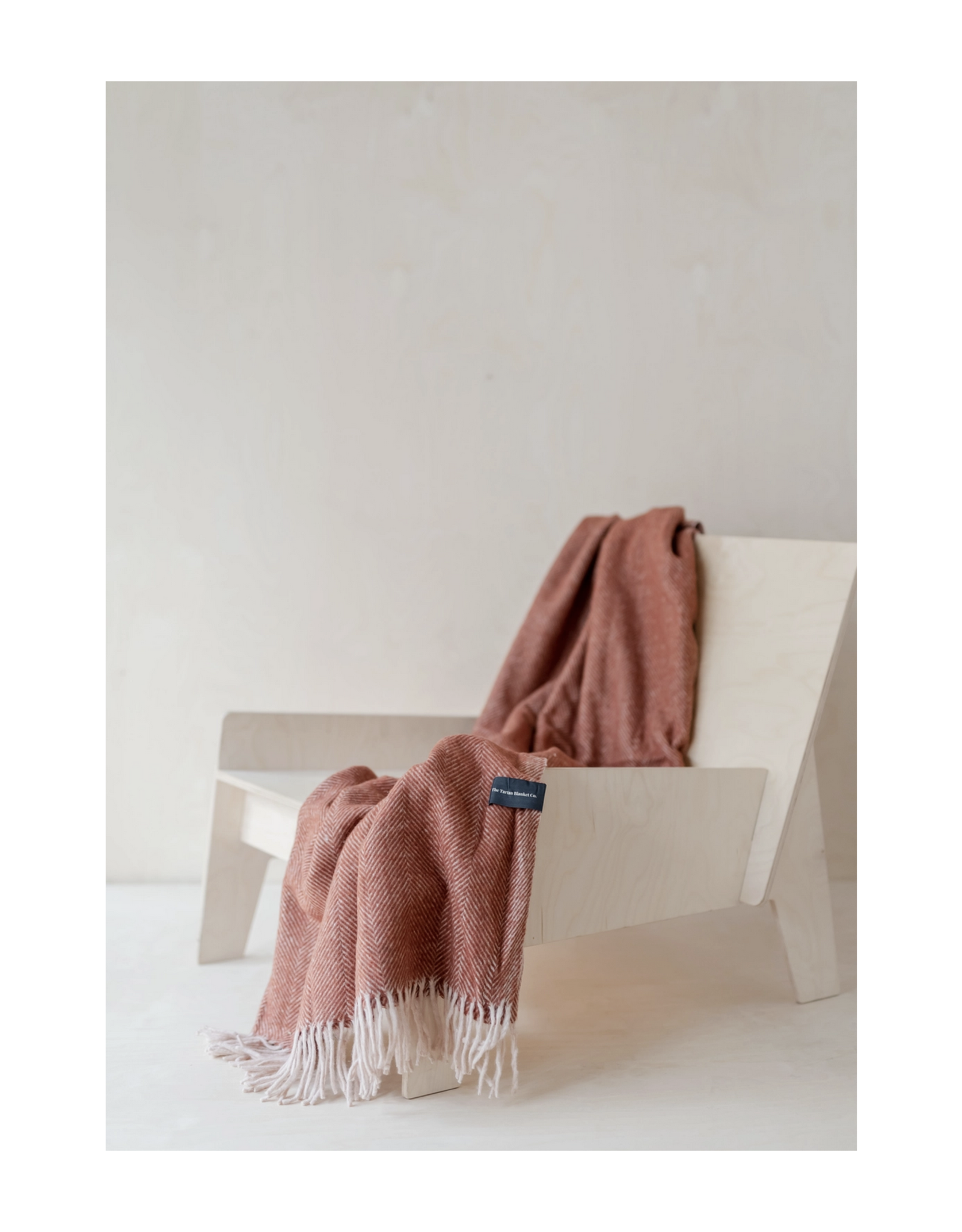 Recycled Wool Knee Blanket - Rust Herringbone