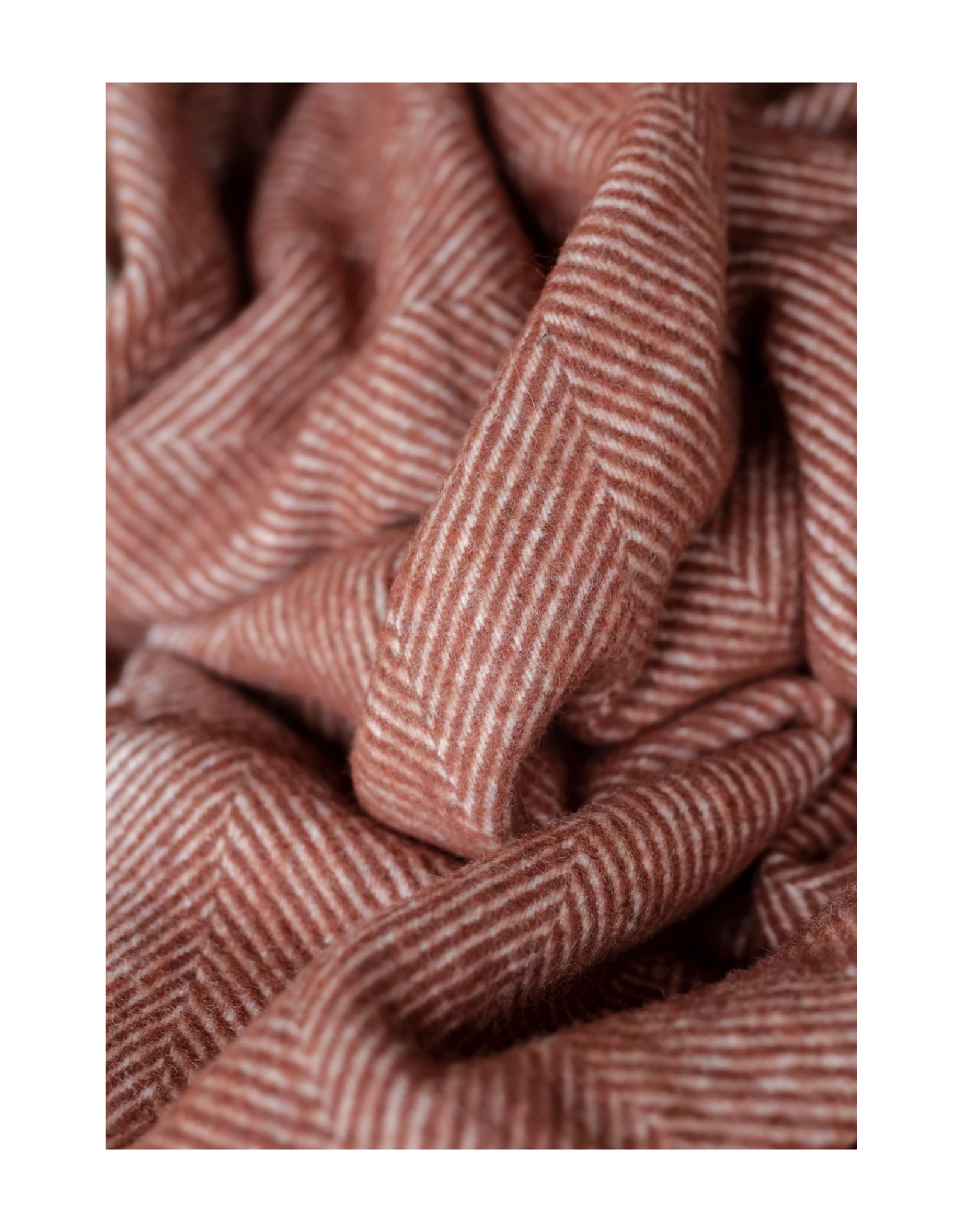 Recycled Wool Knee Blanket - Rust Herringbone