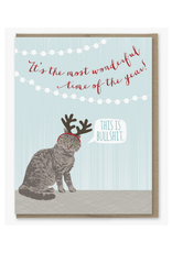 Cat Antlers Most Wonderful Time Greeting Card