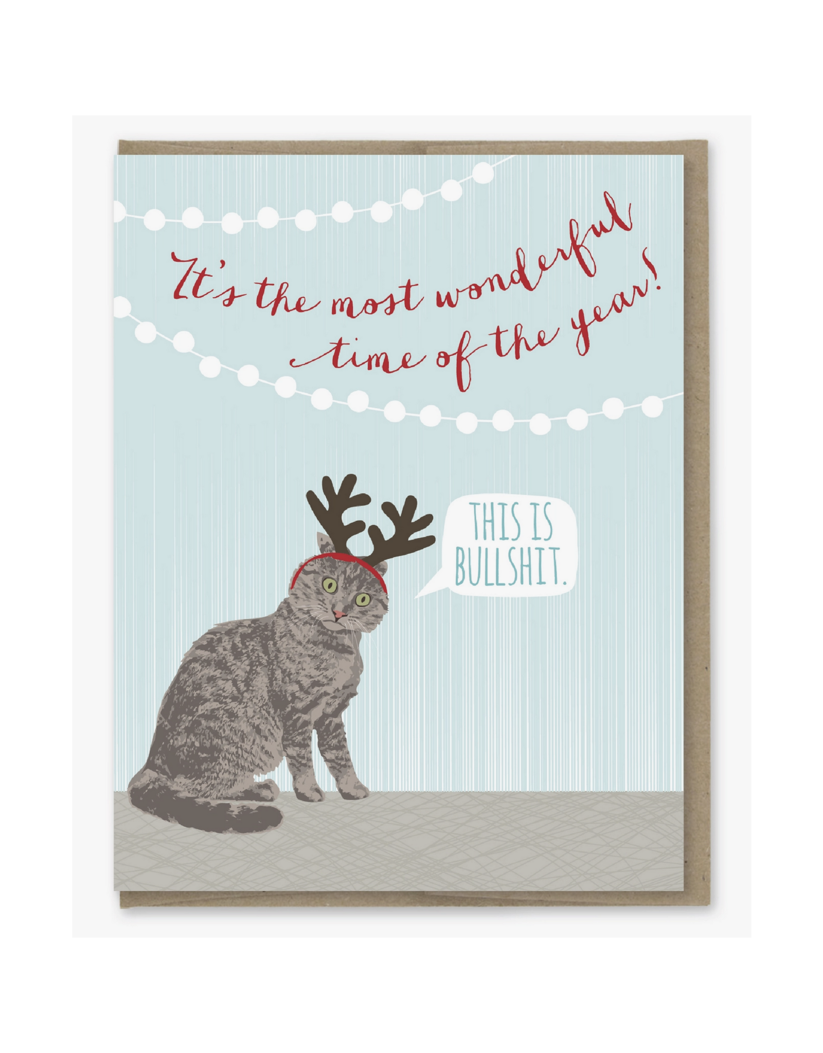 Cat Antlers Most Wonderful Time Greeting Card