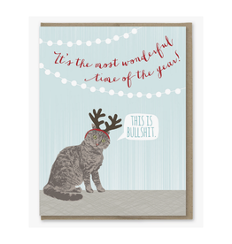 Cat Antlers Most Wonderful Time Greeting Card