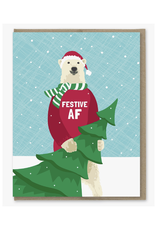 Polar Bear Festive AF Greeting Card