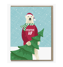 Polar Bear Festive AF Greeting Card