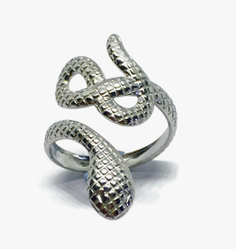 Snake Wrap Around Adjustable Ring - Silver