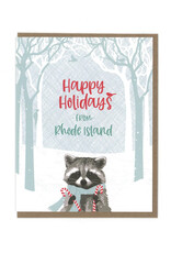 Happy Holidays From Rhode Island Raccoon Greeting Card