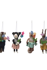 Felt Animal with Flowers Ornament (Assorted)