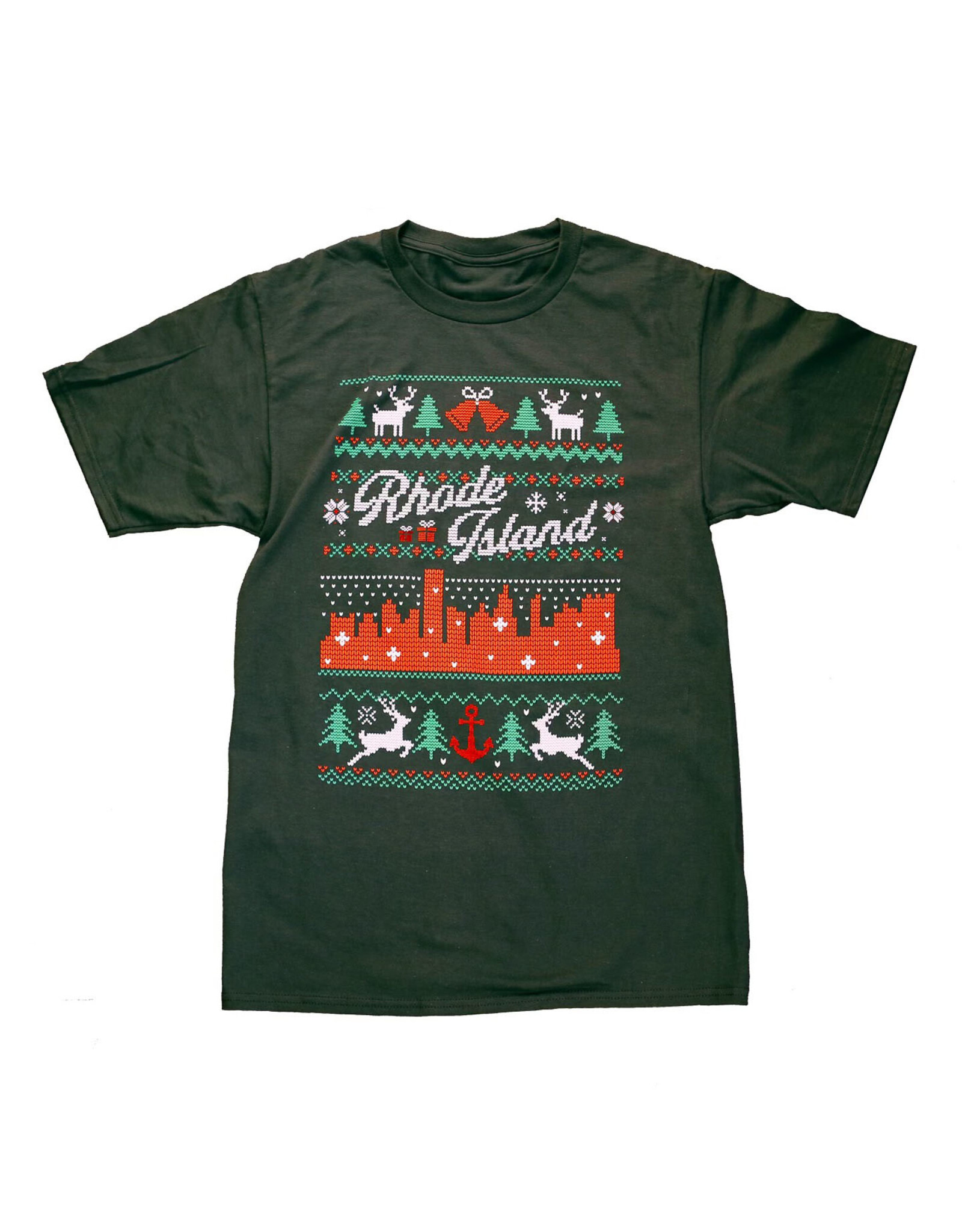 RI Cross-Stitch Christmas Shirt (Green)