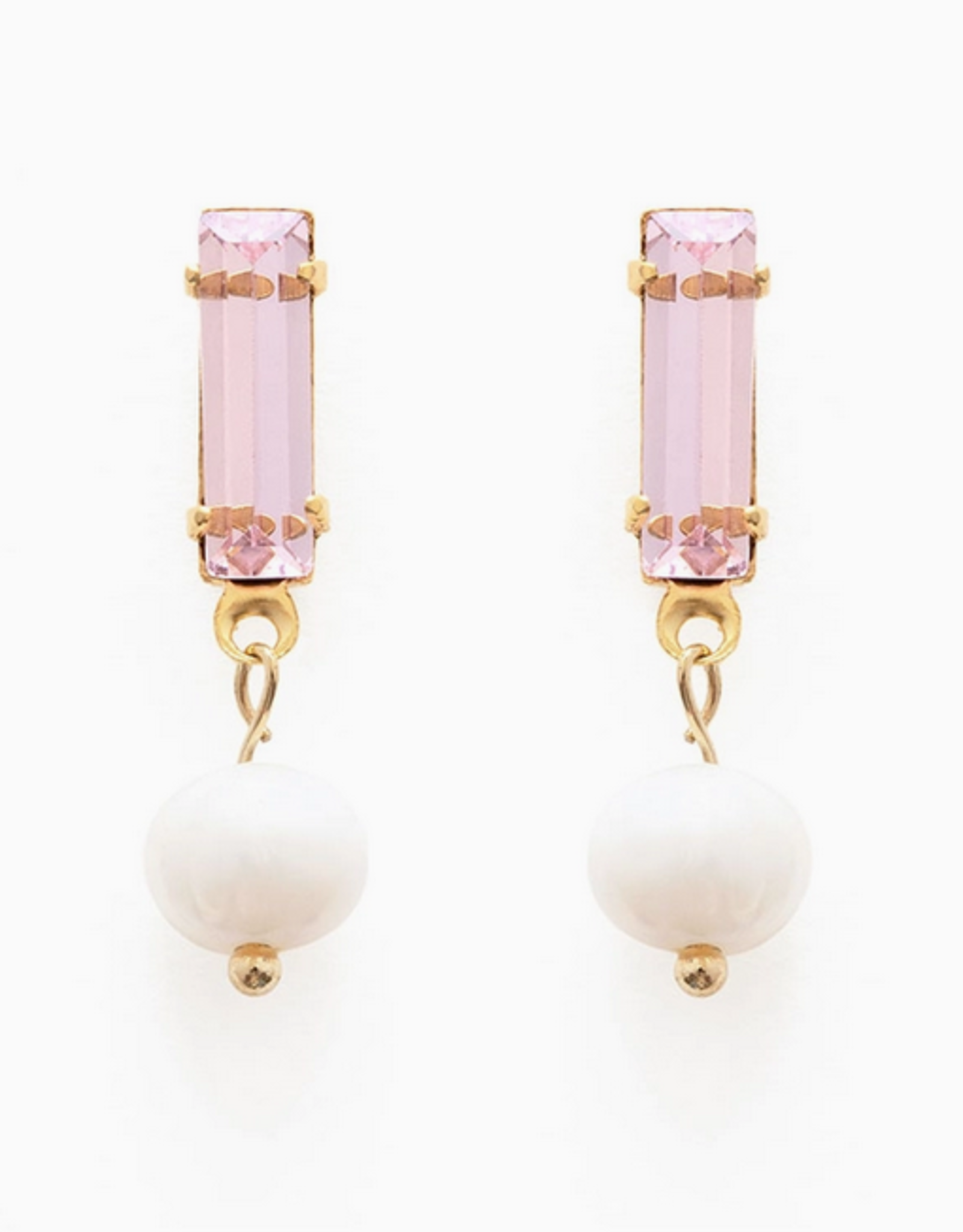 Baguette Crystal and Pearl Earrings