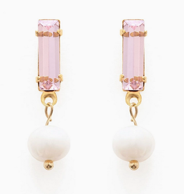 Baguette Crystal and Pearl Earrings