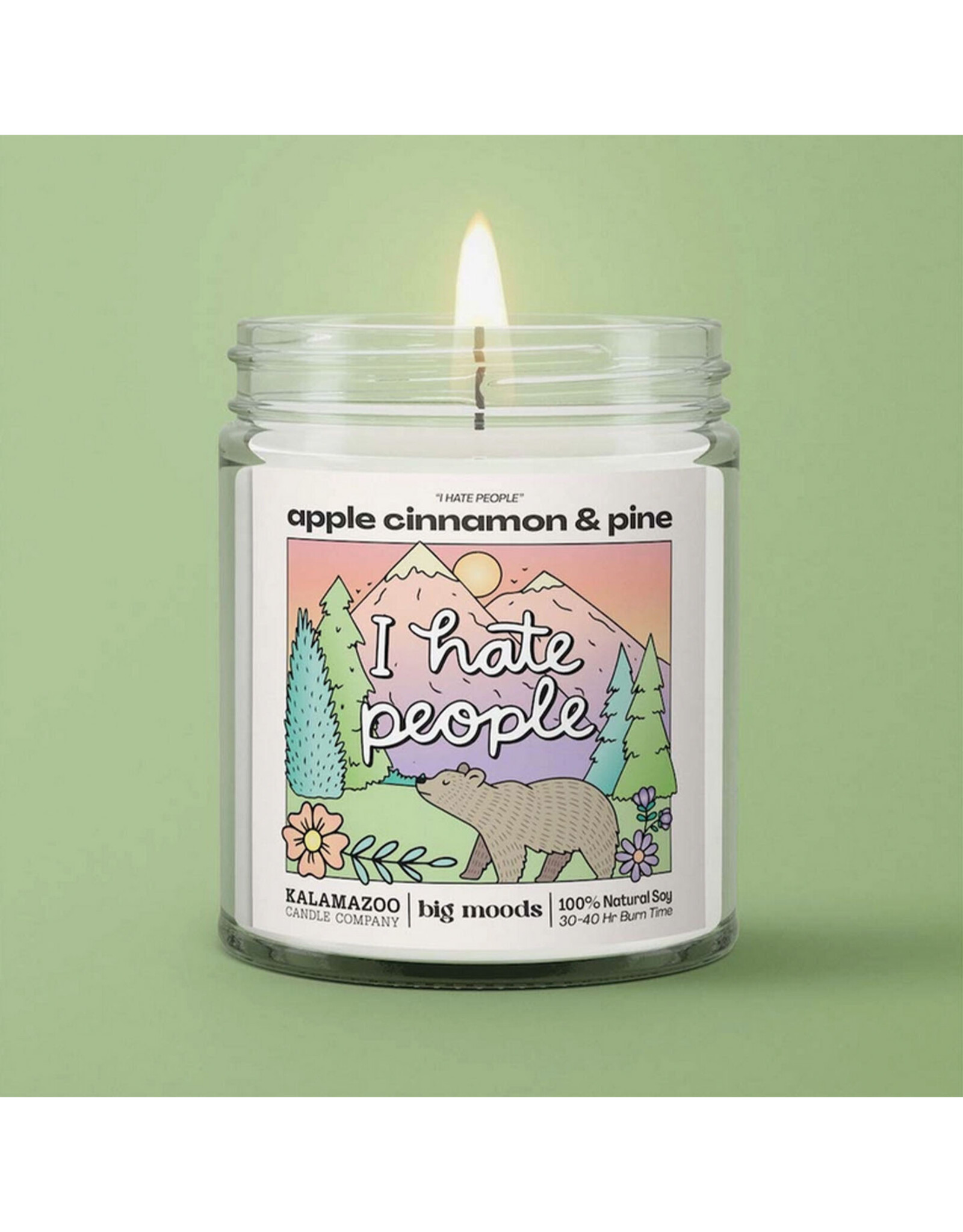 Soy Candle: I Hate People Apple - Cinnamon & Pine