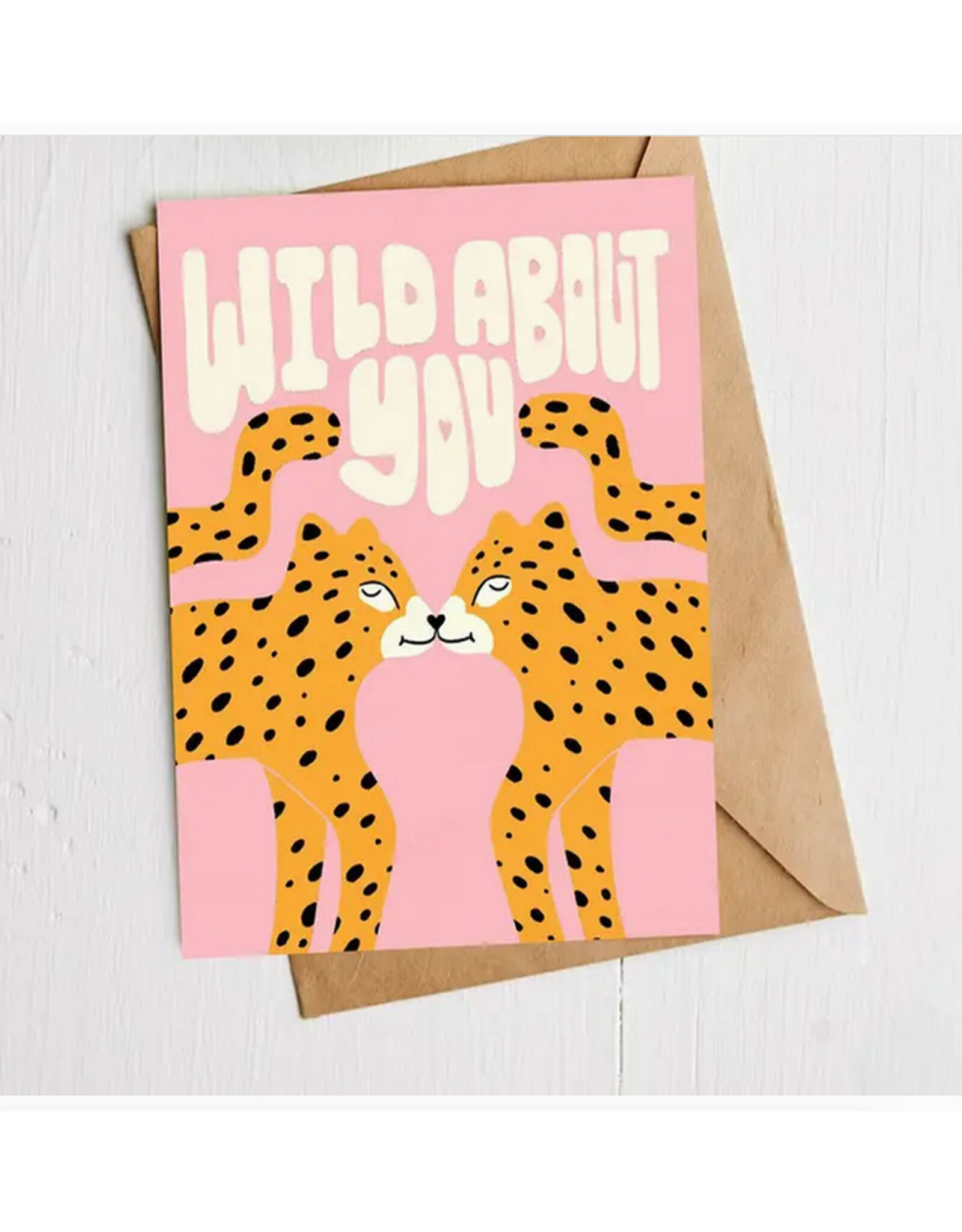 "Wild About You" Smooching Leopards Greeting Card