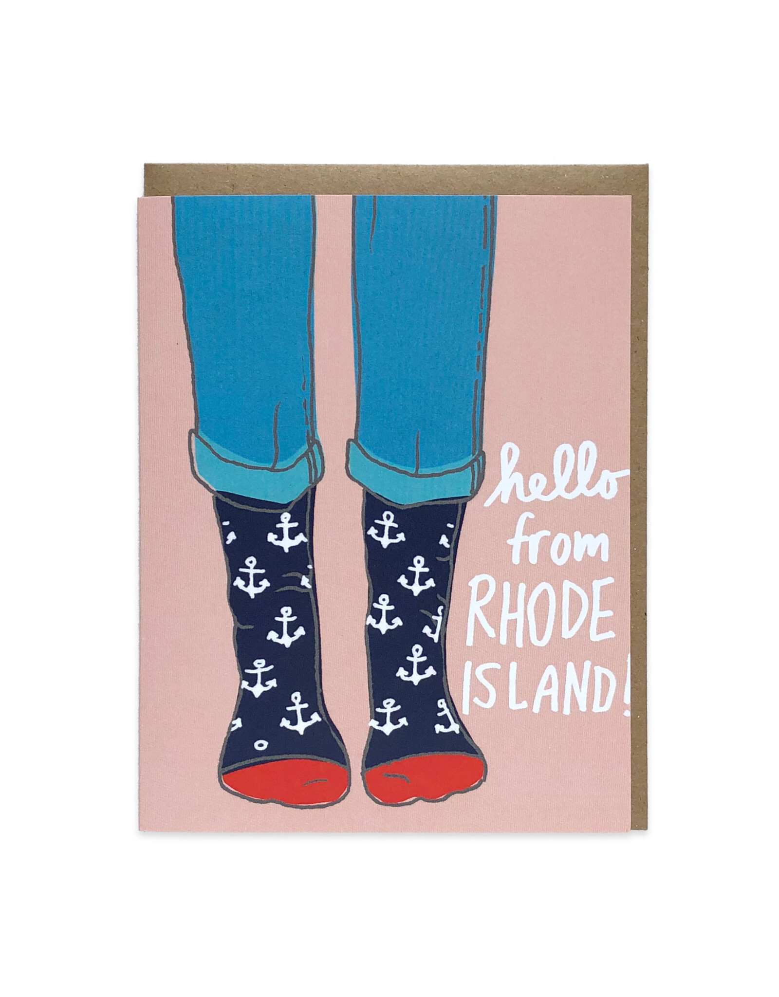 Hello from Rhode Island (Anchor Socks) Greeting Card