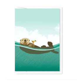 Otter With Cocktail Mini Card