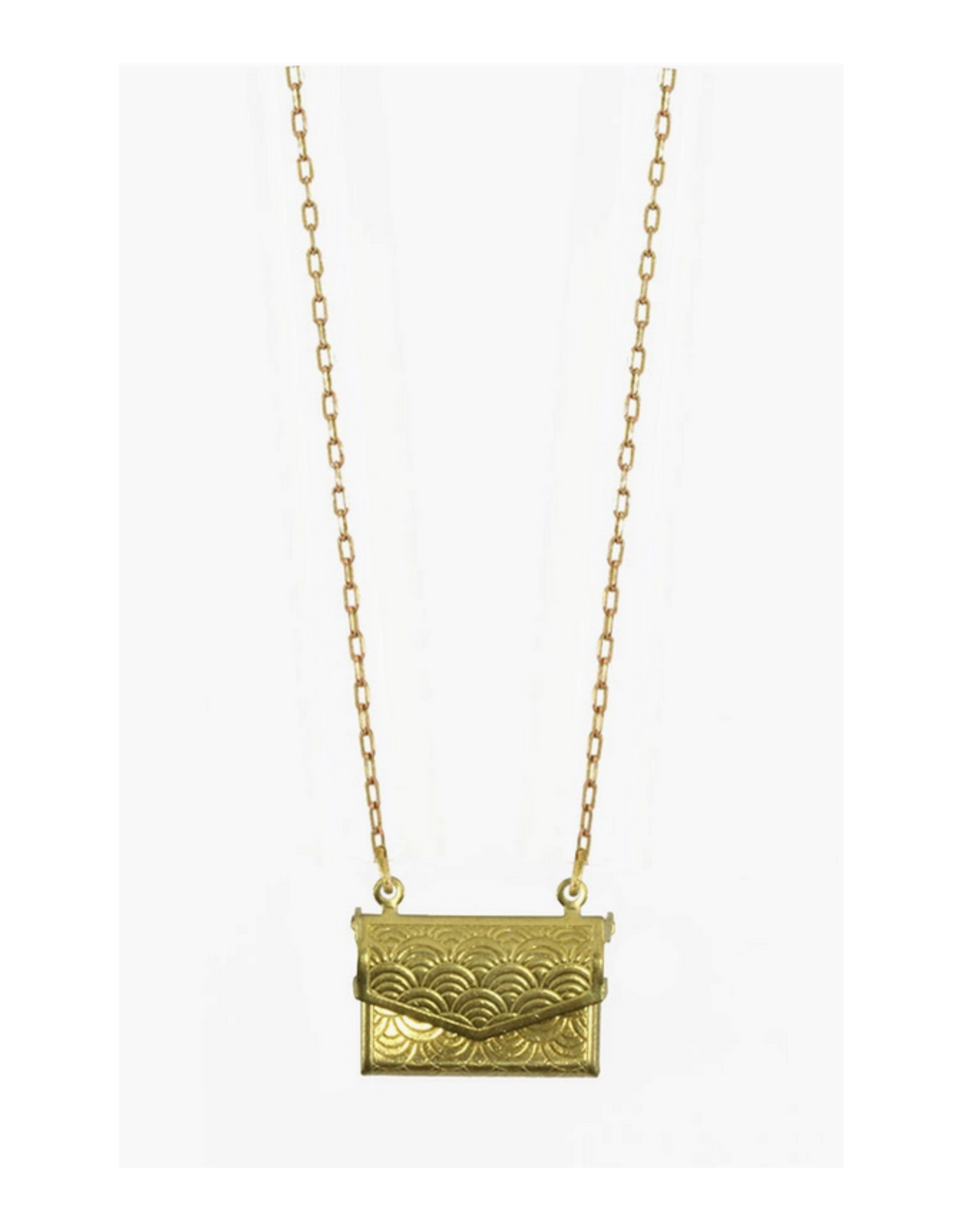 Gold Envelope Locket Necklace (Brass Sands)