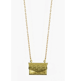 Gold Envelope Locket Necklace (Brass Sands)