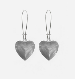 Puffy Heart Earrings - Silver