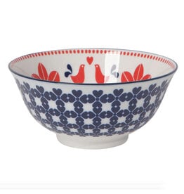 Red Navy Bird Stamped Bowl - 6 inch