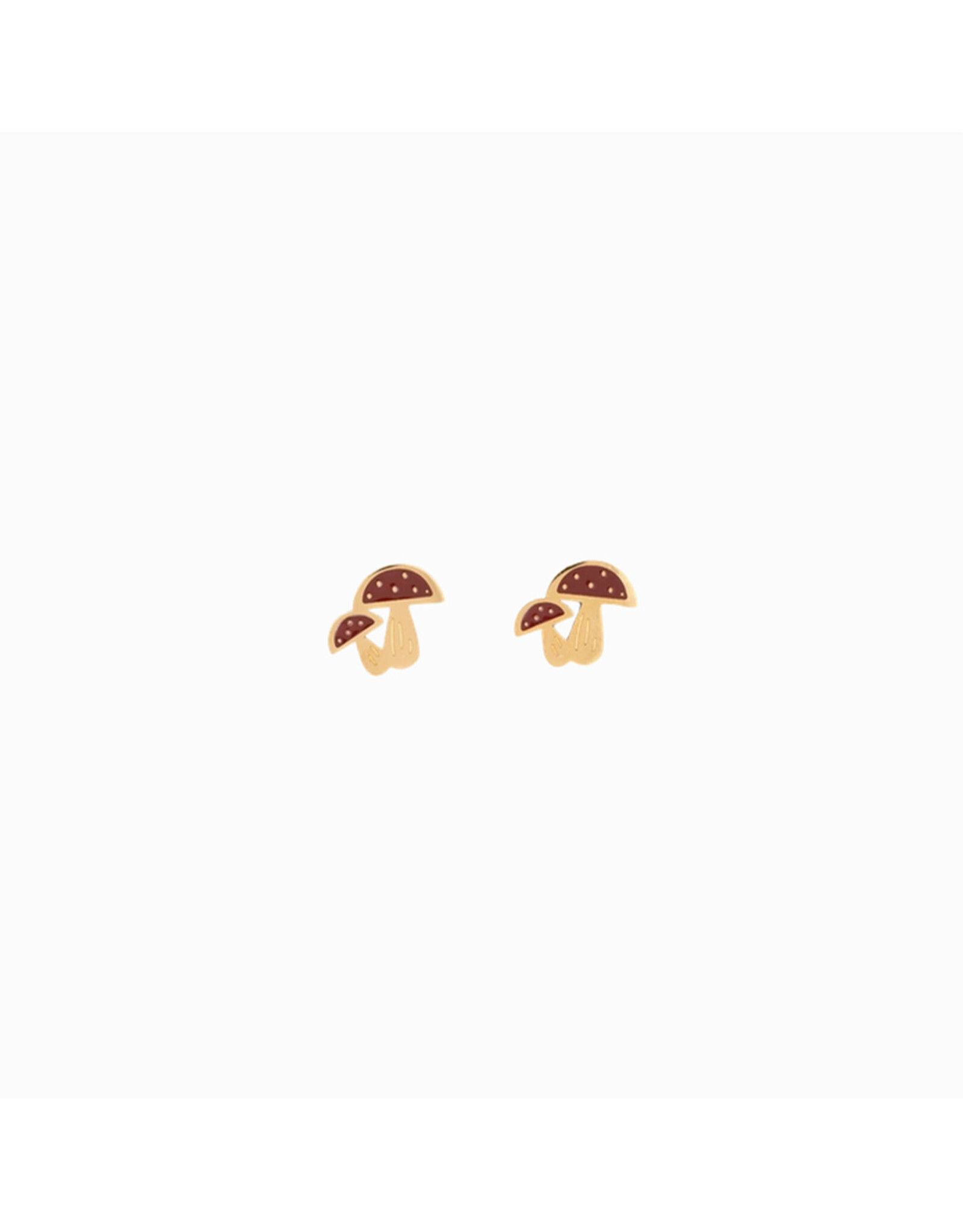 Orange Double Mushroom Stud Earrings - Children's
