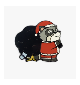 Raccoon Santa Enamel Pin