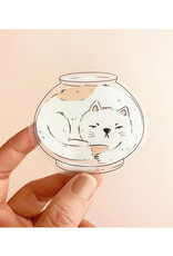 Cat in a Fishbowl Clear Sticker