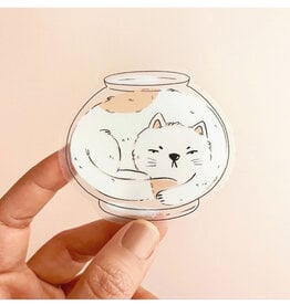 Cat in a Fishbowl Clear Sticker