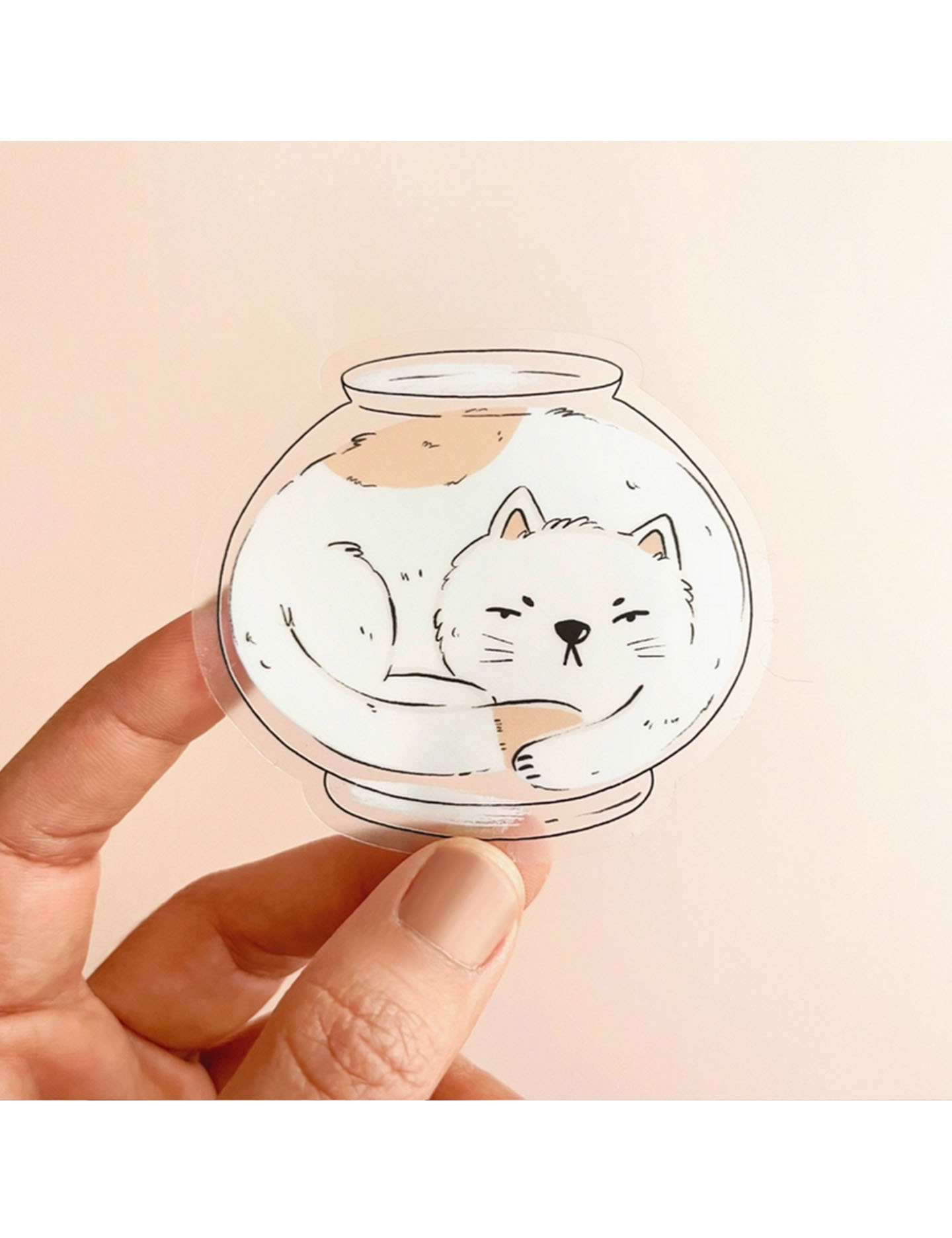 Cat in a Fishbowl Clear Sticker - Home