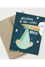 Welcome to the World Stork and Baby Greeting Card