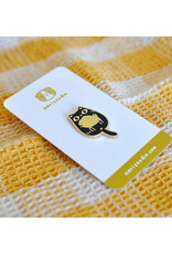 18K Gold Plated Taiyaki Cat Enamel Pin - Black