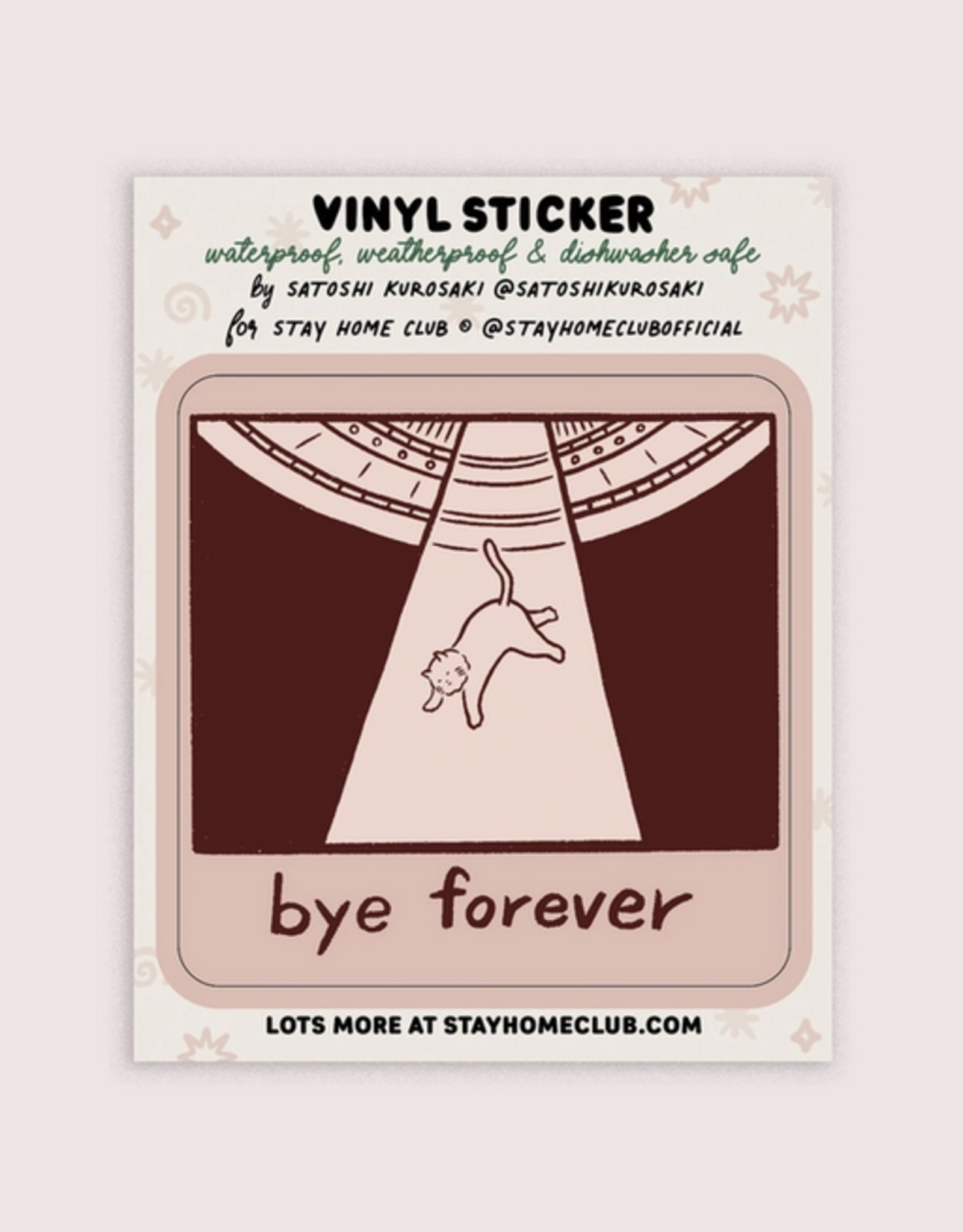 Bye Forever Cat UFO Vinyl Sticker