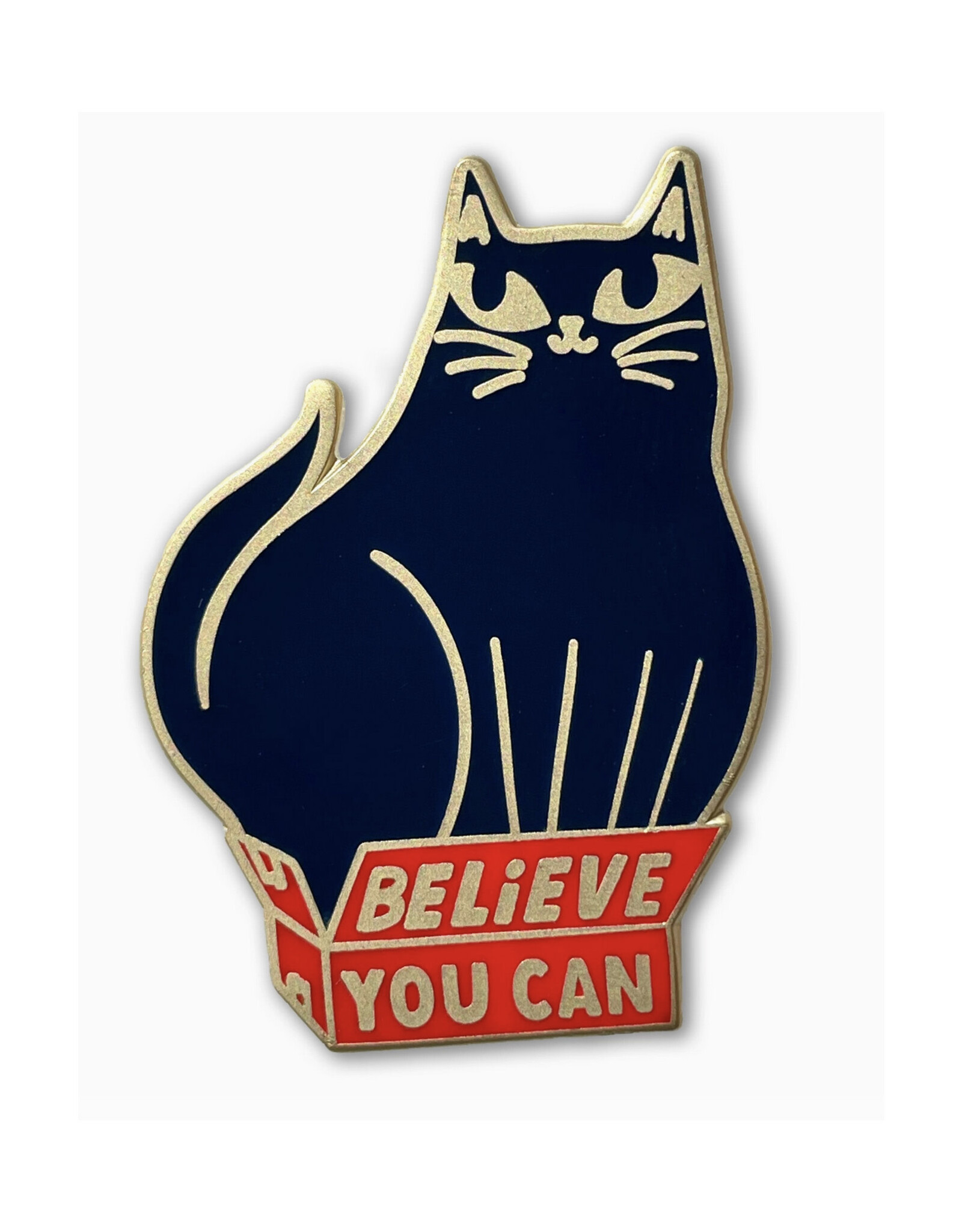 Believe You Can Black Cat Pin