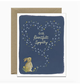 With Heartfelt Sympathy Bunny & Dandelions Greeting Card