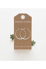 Hammered 1.5"  Hoop Earrings - Silver