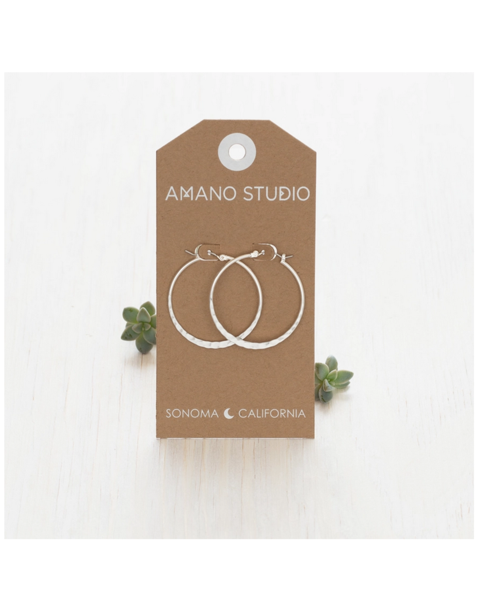 Hammered 1.5"  Hoop Earrings - Silver