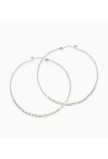 1.5" Hammered Hoop Earrings - Silver