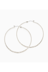 Hammered 1.5"  Hoop Earrings - Silver
