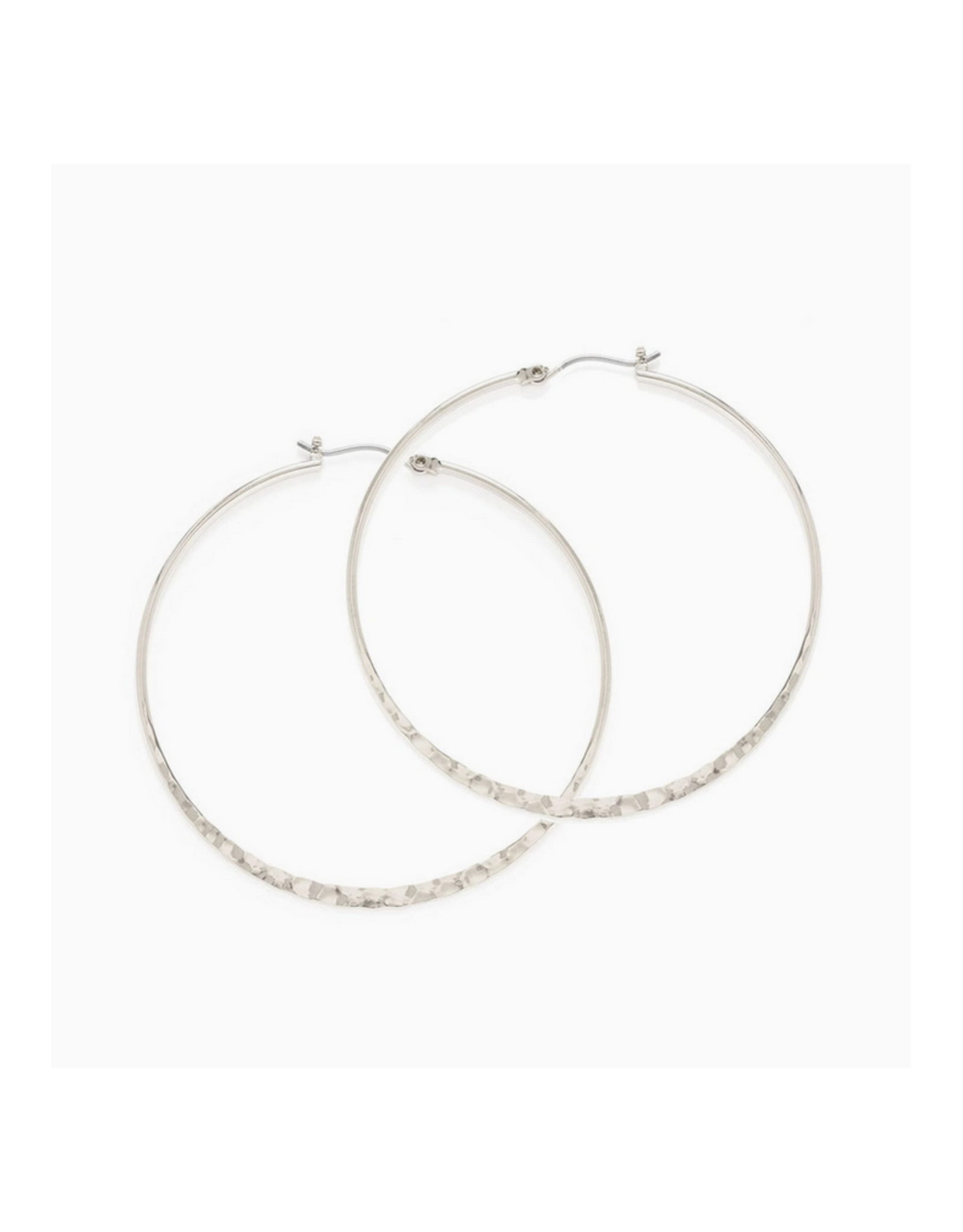 Hammered 1.5"  Hoop Earrings - Silver