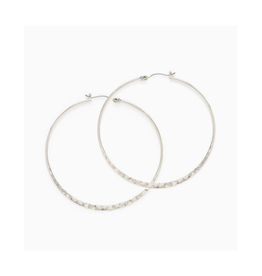 Hammered 1.5"  Hoop Earrings - Silver