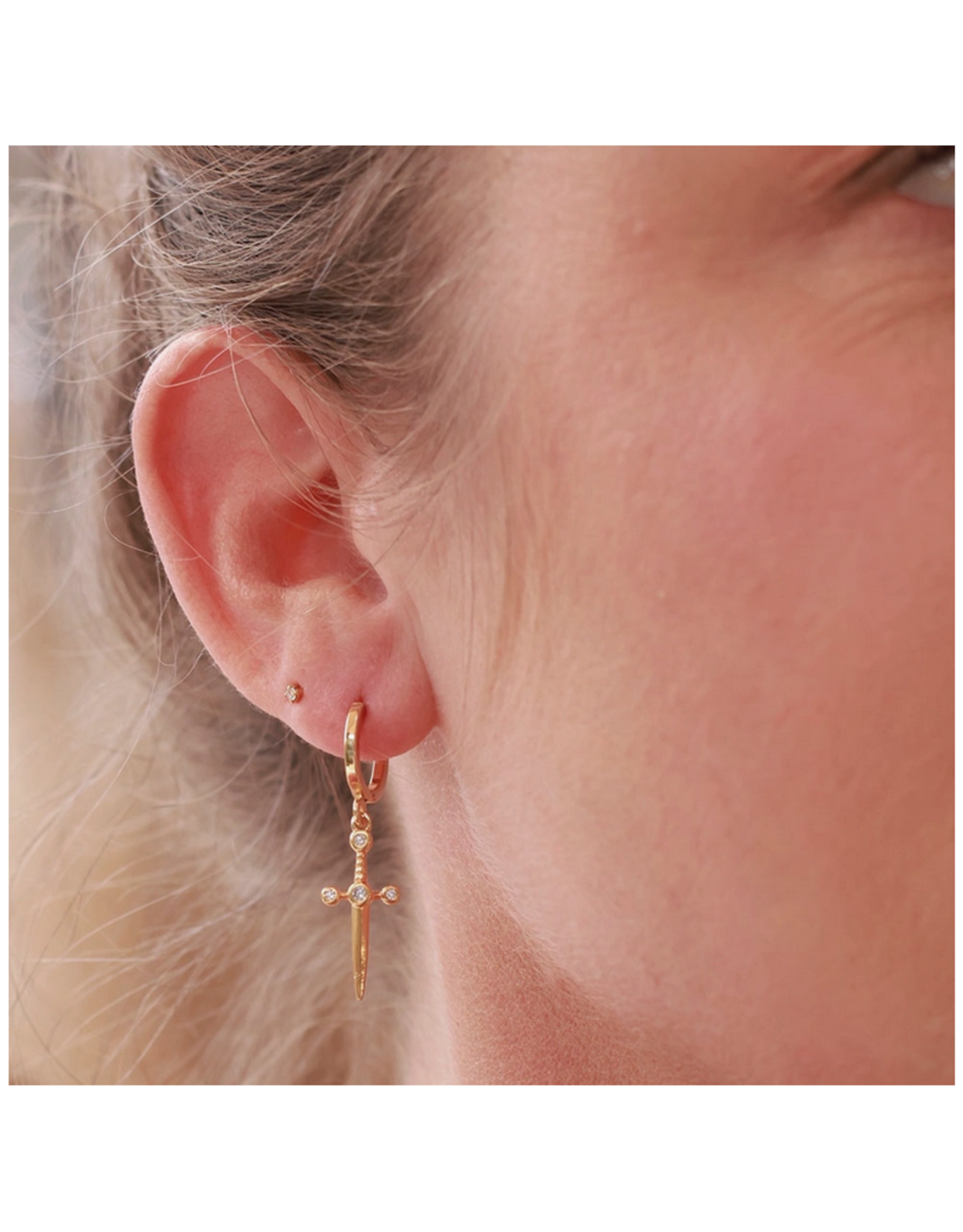 Dagger Huggie Hoop Earrings