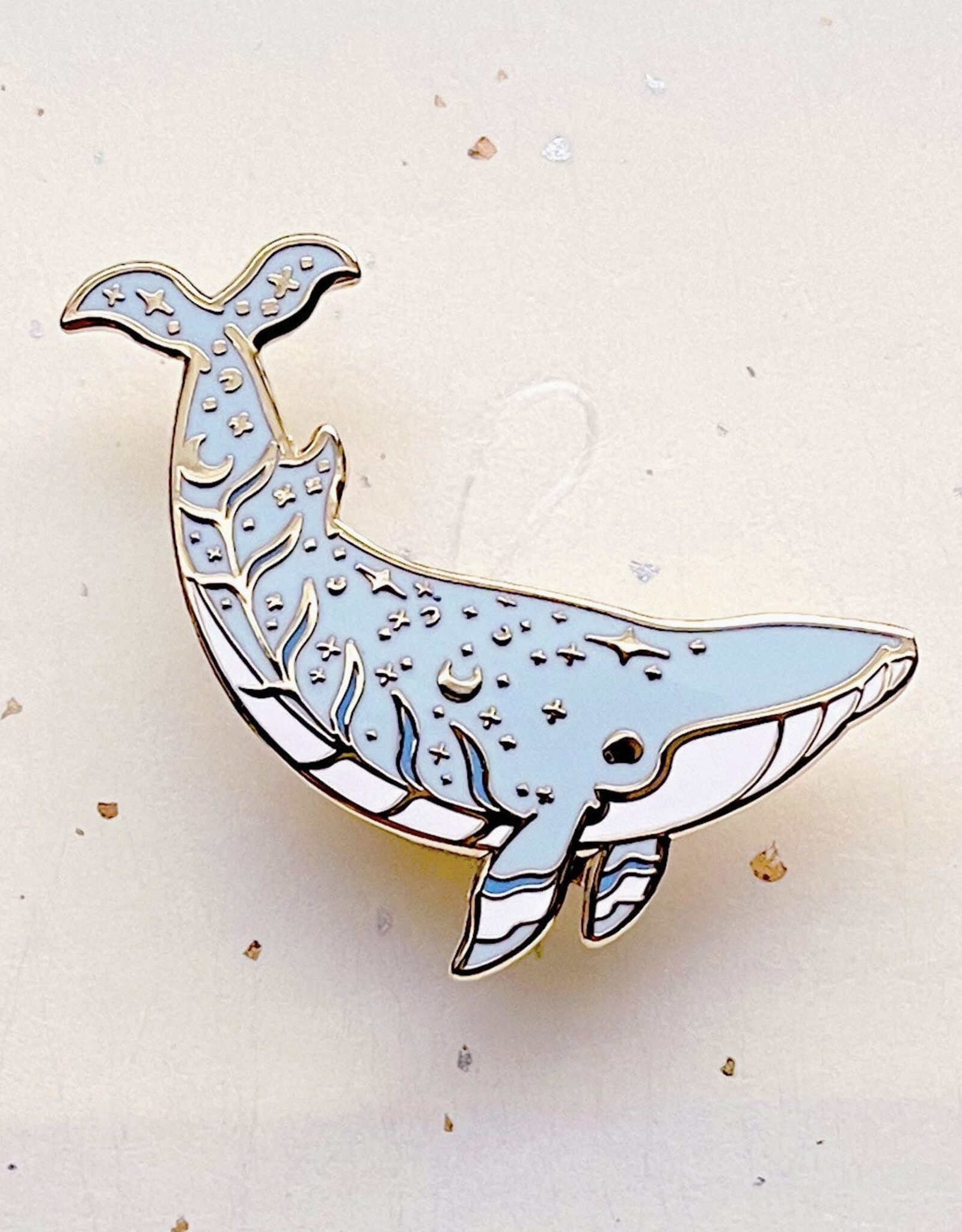 Moon Dedication Minke Whale Enamel Pin