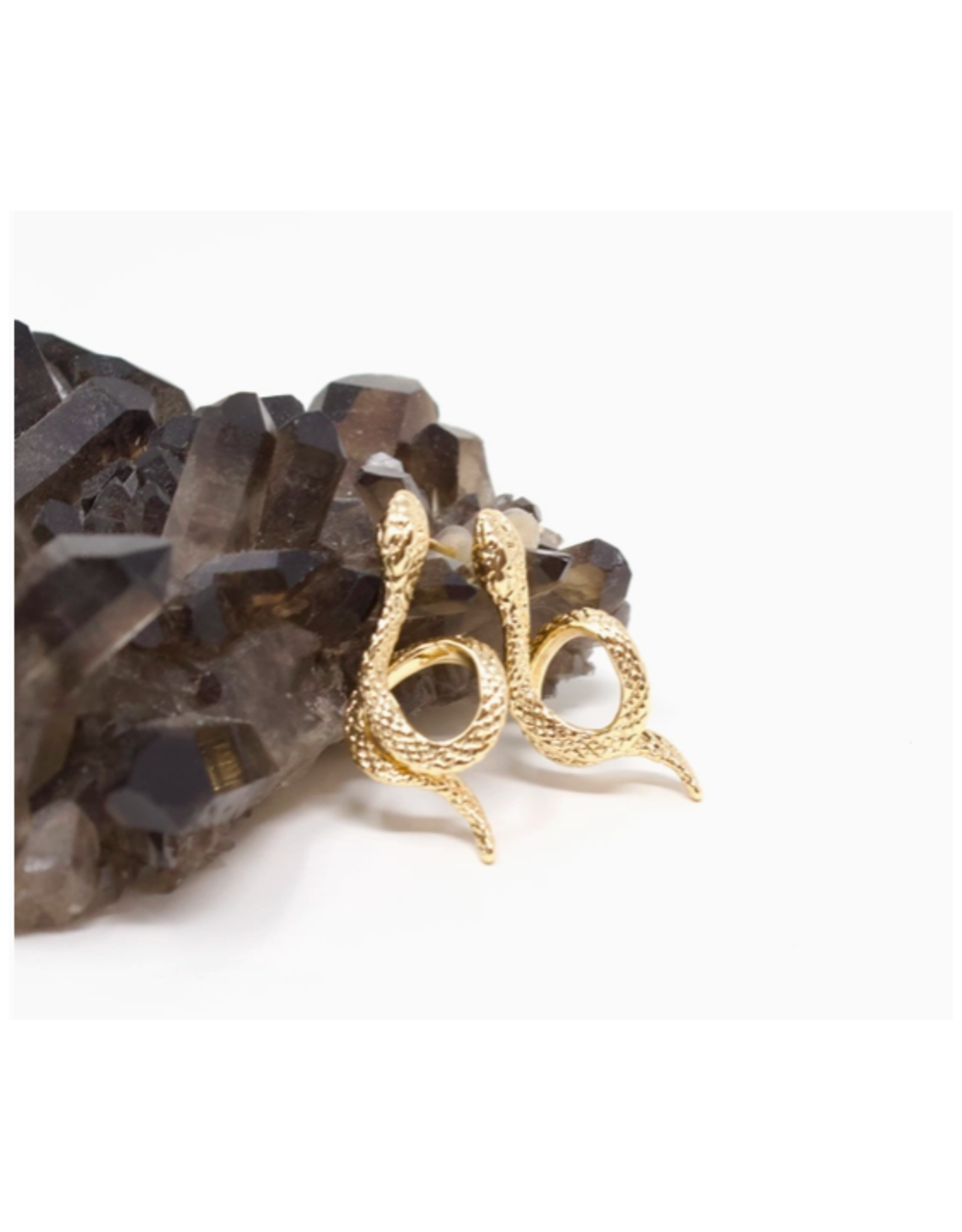 Gold Curled Snake Earrings