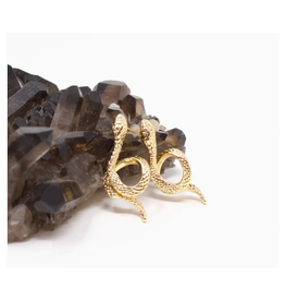 Gold Curled Snake Earrings